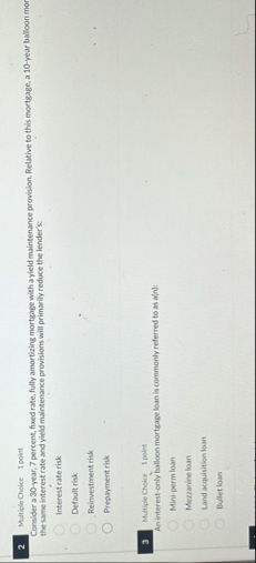 2 Multiple Choice 1 point Consider a 3 0 - year,