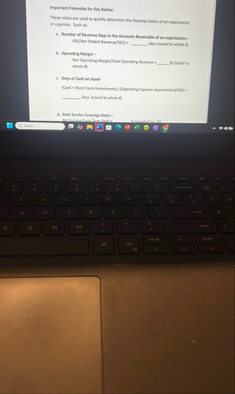 Important Formulas for Key Ratios: These ratios