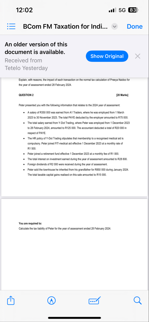 1 2 : 0 2 . Il 5 G 8 3 : BCom FM Taxation for