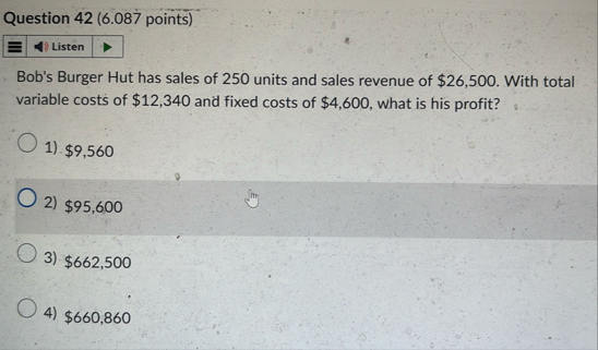 Question 4 2 ( 6 . 0 8 7 points ) Bob's Burger