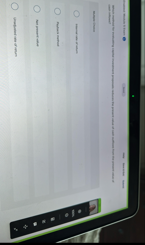 Enabled: Module 5 Exam 1 4 ele Save s fin