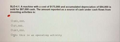 SLO - 4 . 1 . A machine with a cost of $ 1 7 5 ,
