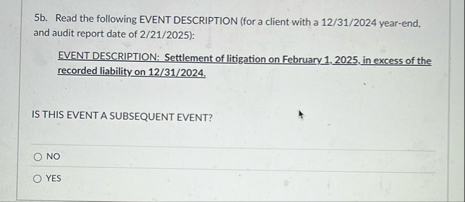 5 b . Read the following EVENT DESCRIPTION ( for