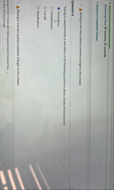 Remaining Time: 4 7 minutes, 2 1 seconds.