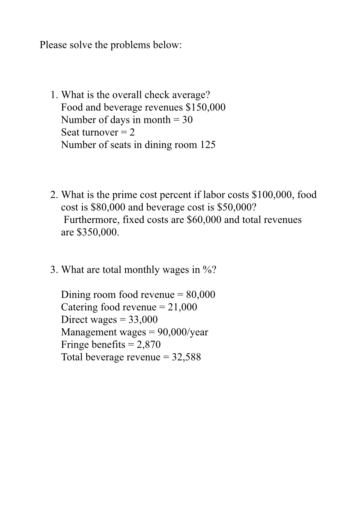 Please solve the problems below: What is the