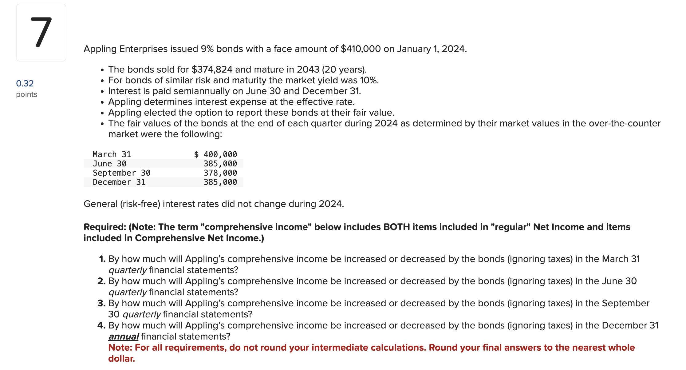 Appling Enterprises issued 9 \ % bonds with a