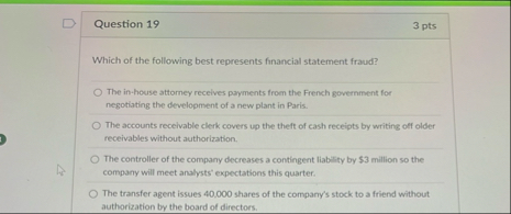 Question 1 9 3 pts Which of the following best