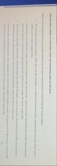 This questioen relates te fed policy tools and