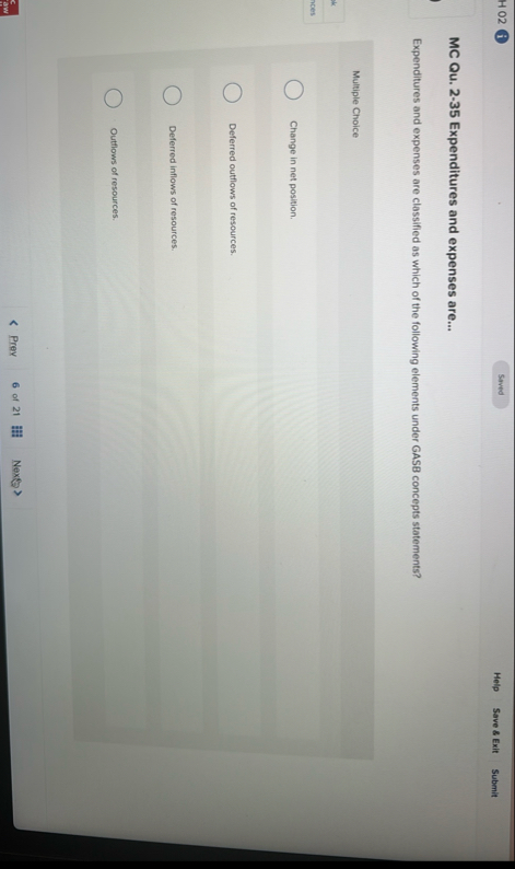 H 0 2 ( i ) Help Save 8 Exit Submit MC Qu . 2 - 3