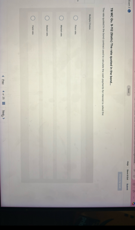 Exam 3 Help Swues Exit Submit TB MC Ou . 9 - 1 1