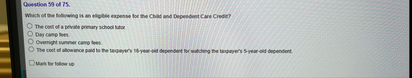 Question 5 9 of 7 5 . Which of the following is