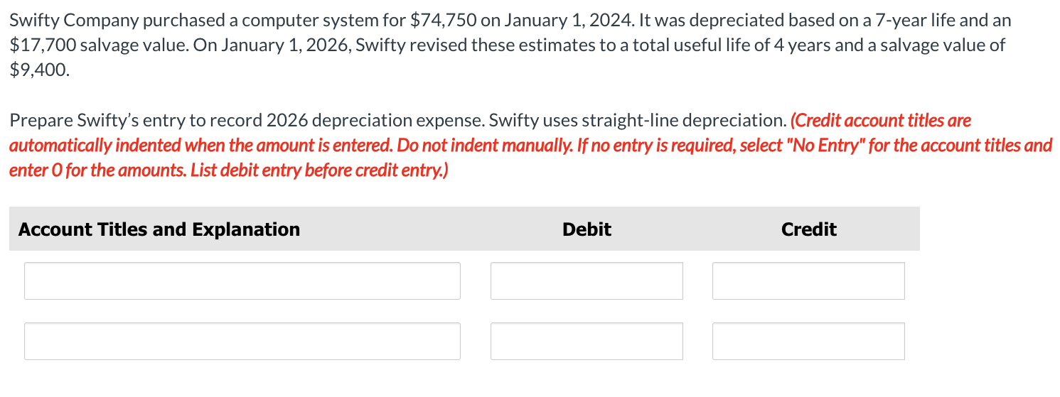 Swifty Company purchased a computer system for \