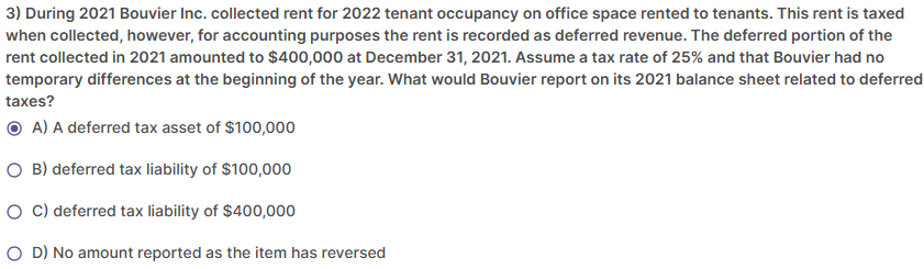 3 ) During 2 0 2 1 Bouvier Inc. collected rent