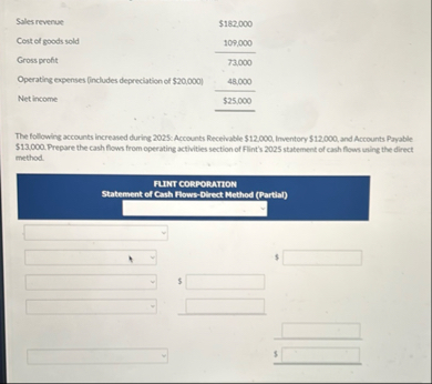 \ table [ [ Soles revenue,$ 1 8 2 . 0 0 0 ] , [