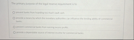 The primary purpose of the legal reserve