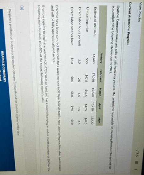 View Policies - 1 7 . 5 Current Attempt in