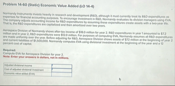 Problem 1 4 - 6 0 ( Static ) Economic Value Added