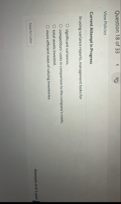 Question 1 8 of 3 3 View Policies Current Attempt