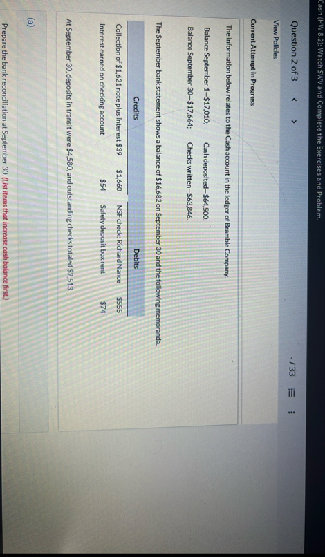 Cash ( HW 8 . 2 ) : Watch SWV and Complete the