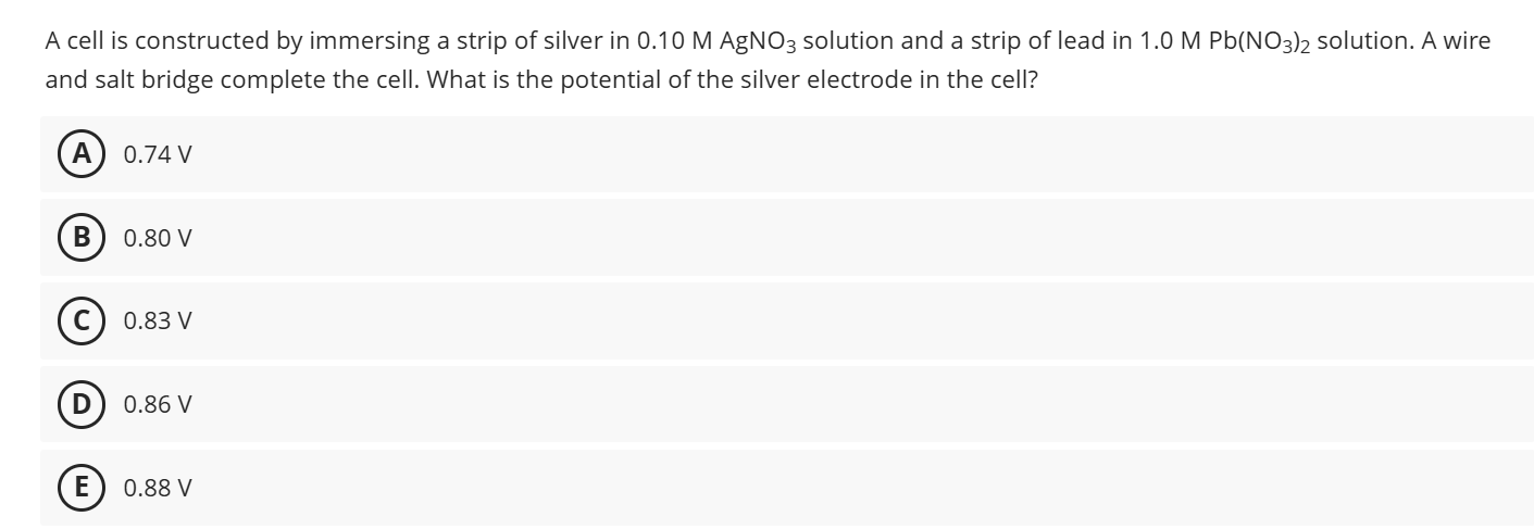 answer this A cell is constructed by immersing a