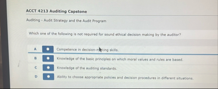 ACCT 4 2 1 3 Auditing Capstone Auditing - Audit