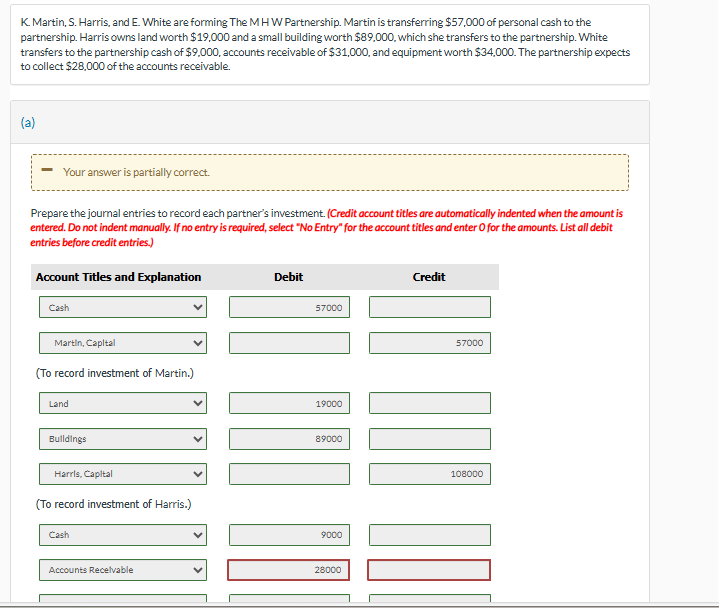 K . Martin, S . Harris, and E . White are forming