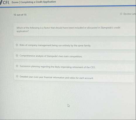 CFI. Exams | Completing a Credit Application 1 5