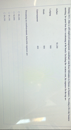 During 2 0 2 3 , John ( a self - employed