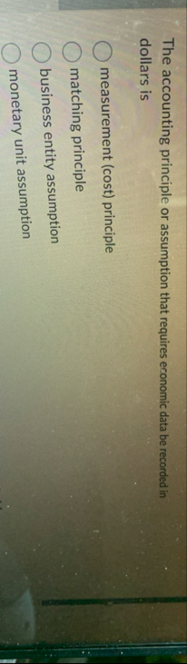 The accounting principle or assumption that