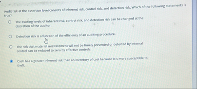 Audit risk at the assertion level comints of