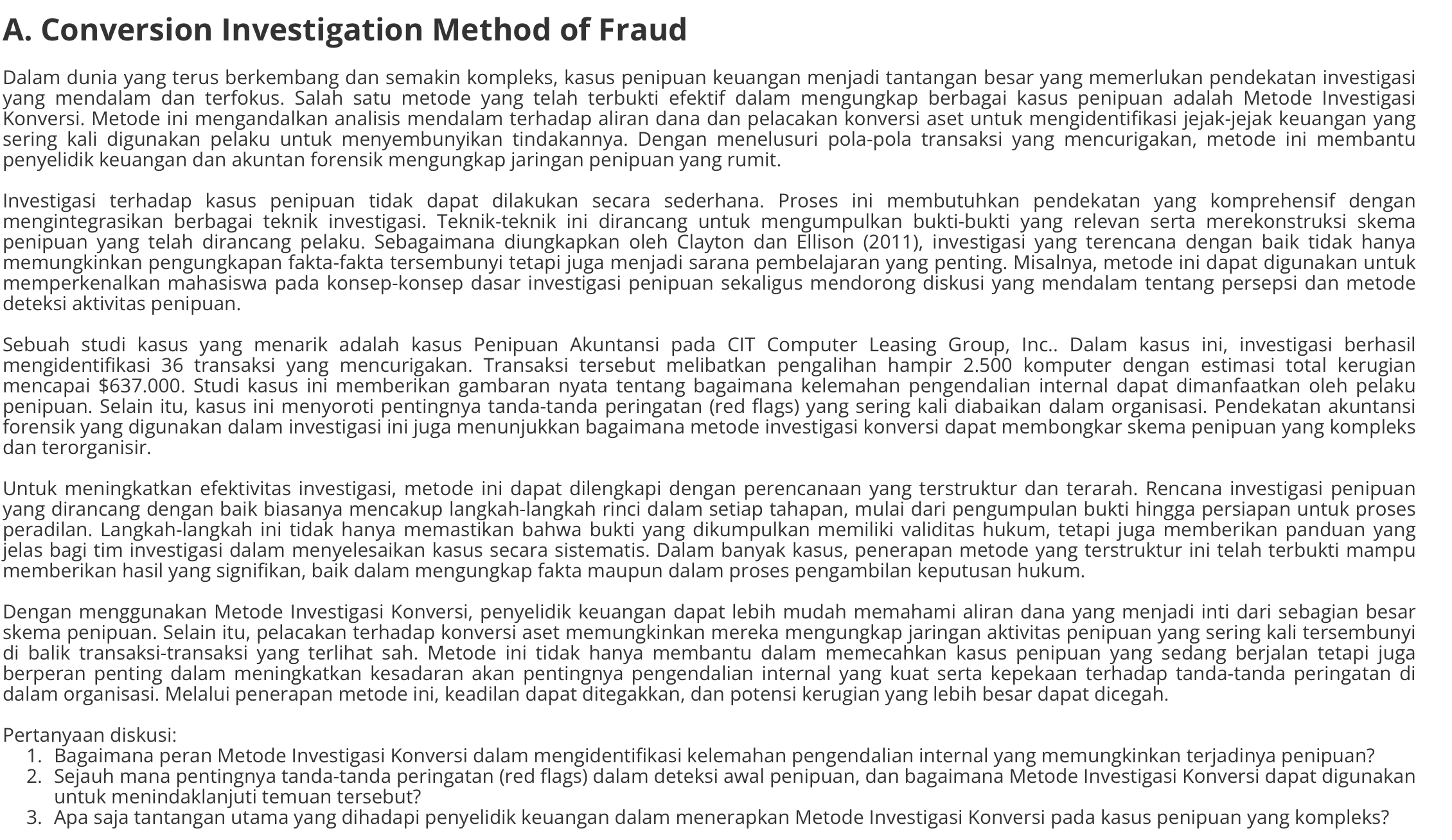 Pertanyaan diskusi:Bagaimana peran Metode