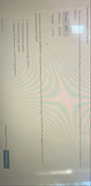 Current Attempt in Progress The area manager of