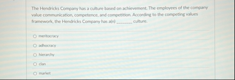 The Hendricks Company has a culture based on