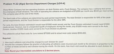 Problem 1 1 - 2 2 ( Algo ) Service Department