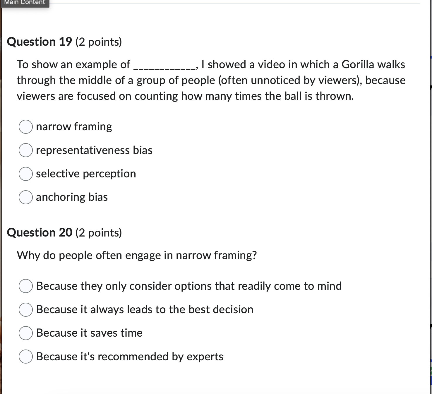 answer this Question 19 (2 points) To show an