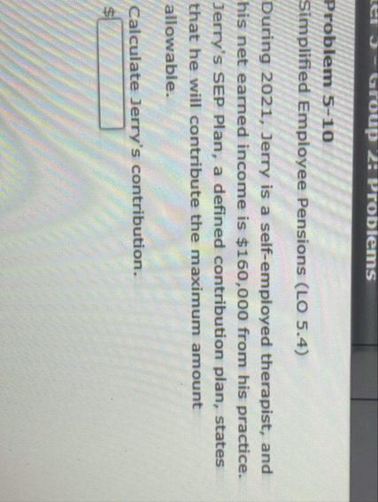 Problem 5 - 1 0 Simplified Employee Pensions ( LO