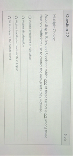 Question 2 2 5 pts Multiple Choice: According to