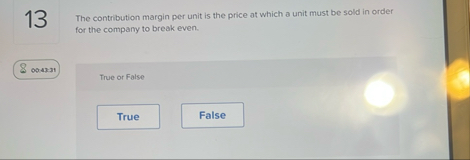 1 3 The contribution margin per unit is the price