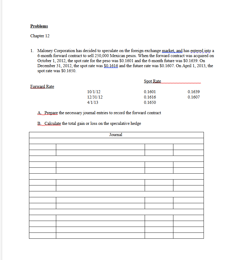 Problems Chapter 1 2 1 . Maloney Corporation has