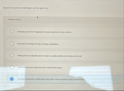 Signals to would - be challengers can be given by