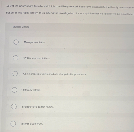 Select the appropriate term to which it is most