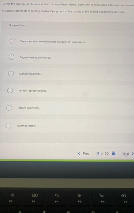 Select the appropriate term to which it is most