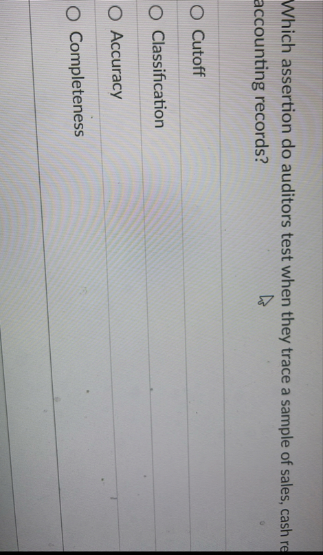 Which assertion do auditors test when they trace