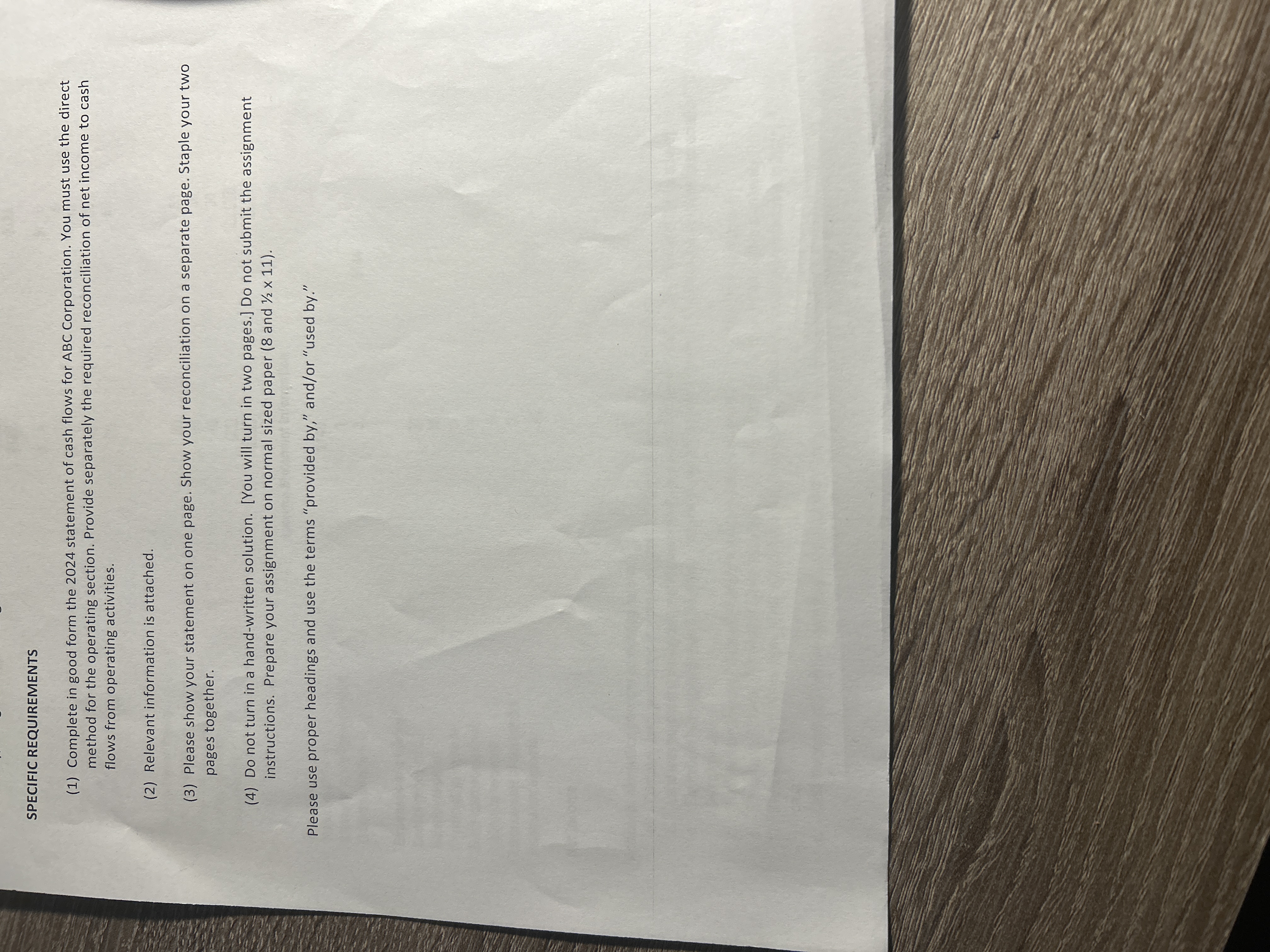 SPECIFIC REQUIREMENTS ( 1 ) Complete in good form