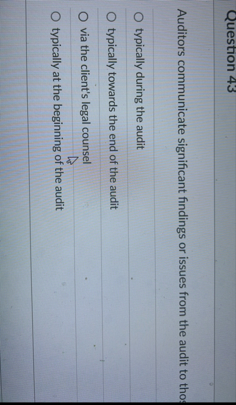 Question 4 3 Auditors communicate significant