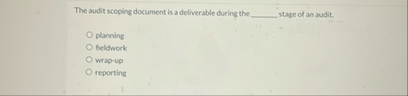The audit scoping document is a deliverable