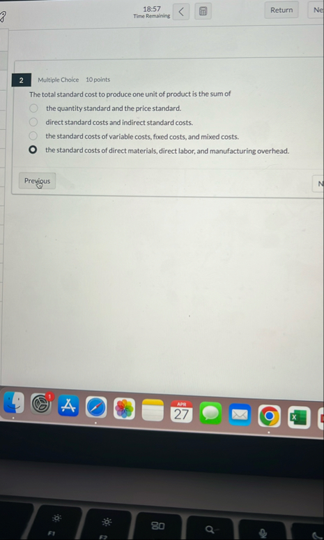 1 8 : 5 7 Time Remaining 2 Multiple Choice 1 0