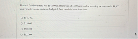 If actual fixed overhead was $ 5 4 , 0 0 0 and