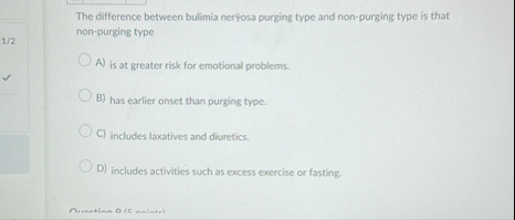 The difference between bulimia neryosa purging