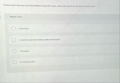 If Iotal assets decrease but total liablities